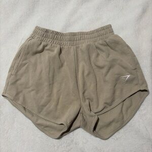Gymshark Women's Taupe Athletic Shorts with Logo